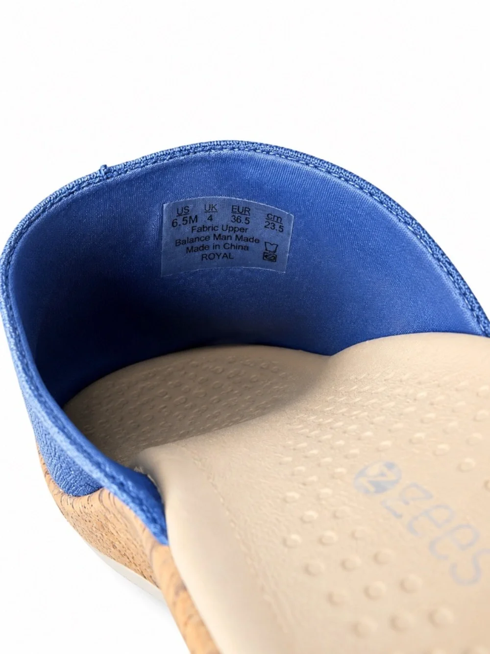 Bzees Blue Embellished Cork-Style Wedge Slide Sandals Size 6.5M